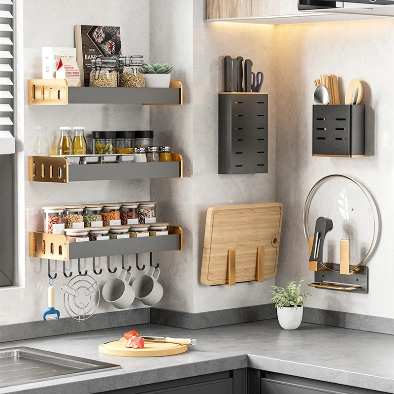 Multifunctional Luxury Fashion Wall Hanging Free Punch Home Storage & Organization Shelf