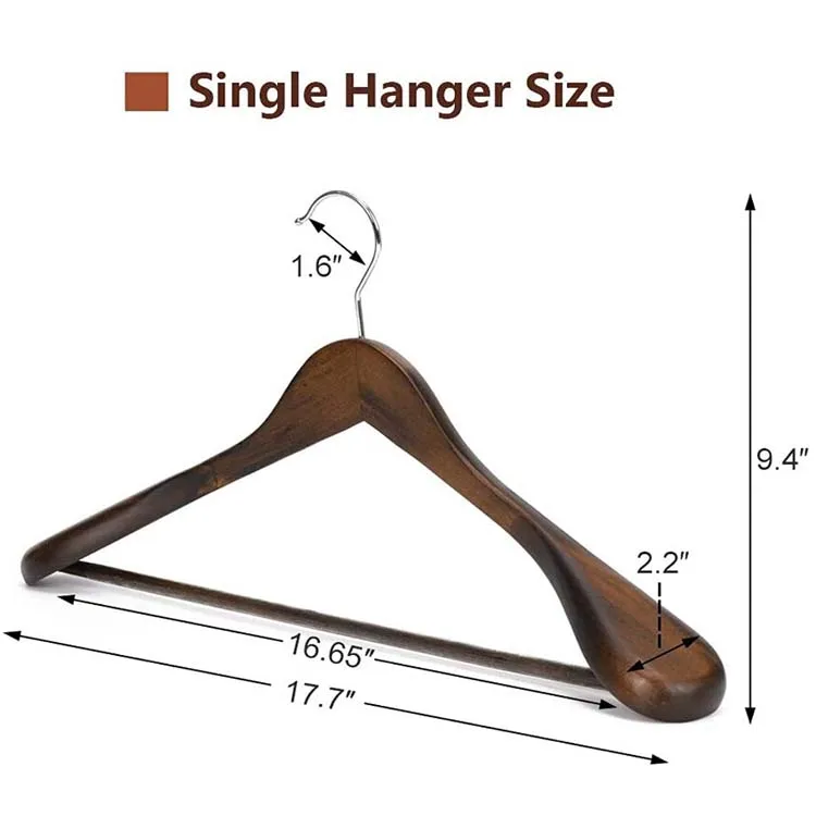 Wholesale Customized Logo Natural Dark Wooden Hanger Hangers For Cloths