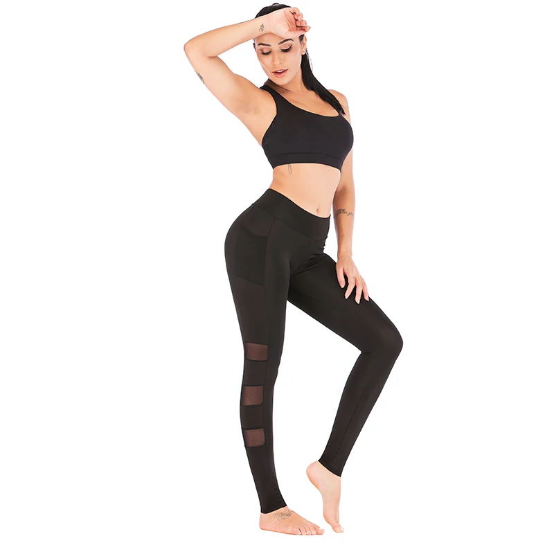 Polyester/spandex Yoga Pants With Pockets For Women Quick Dry Workout