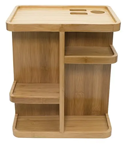 rotating bamboo cosmetic vanity organizer