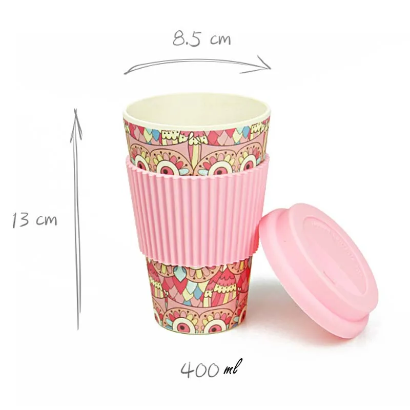 Reusable Bamboo Fibre Travel Cup Thermal Insulated 400 Ml Natural Eco