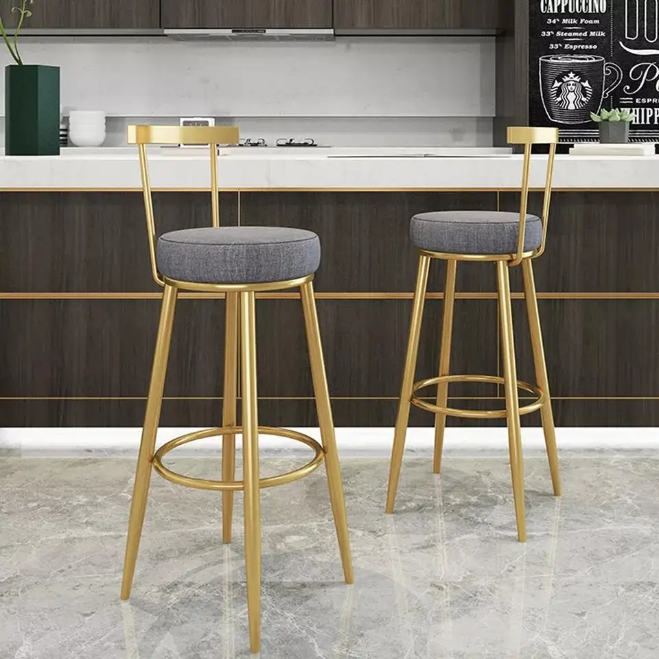 Luxury Furniture Restaurant Bar Stool Supplier Nordic Kitchen Gold High