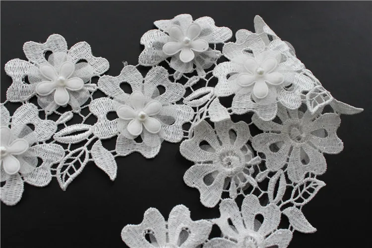 French New Fashion White Milk Silk Bridal Cord Lace Trim Embroidery ...