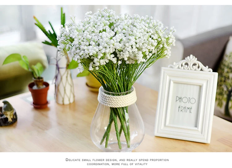 庭の家の装飾人工プラスチック花ブーケ花瓶結婚式白いベビーブレス造花 Buy Babysbreath 結婚式の花 プラスチックの花 Product On Alibaba Com