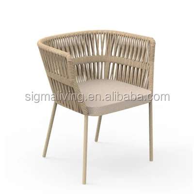 Nordic style hotel patio outdoor   garden table and chairs  rope outdoor dinning chairs