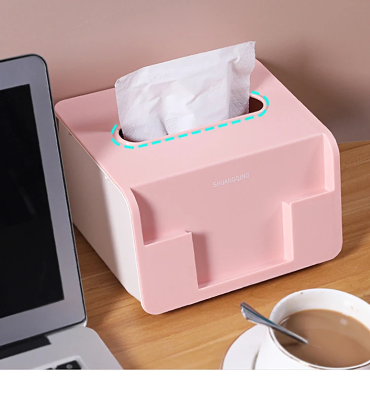 Shuangqing Factory Hot selling Plastic tissue box paper holder mobile phone holder