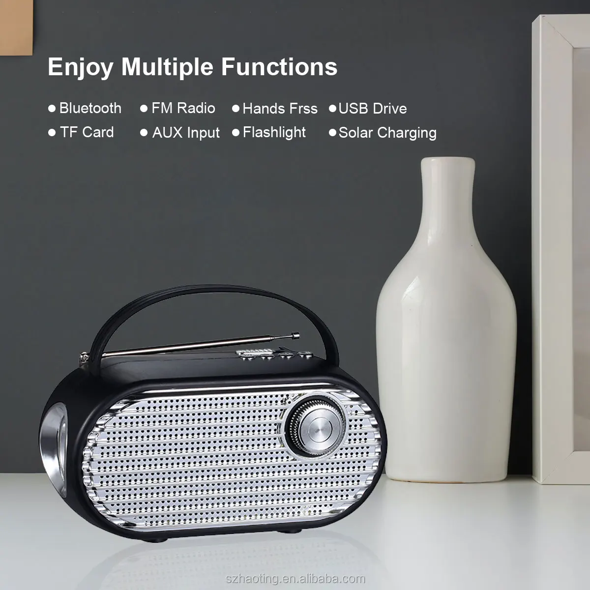 IS-X16 portable mini speaker with fm radio wireless solar player with LED Lamp Emergency Mini speakers audio system sound - ANKUX.COM