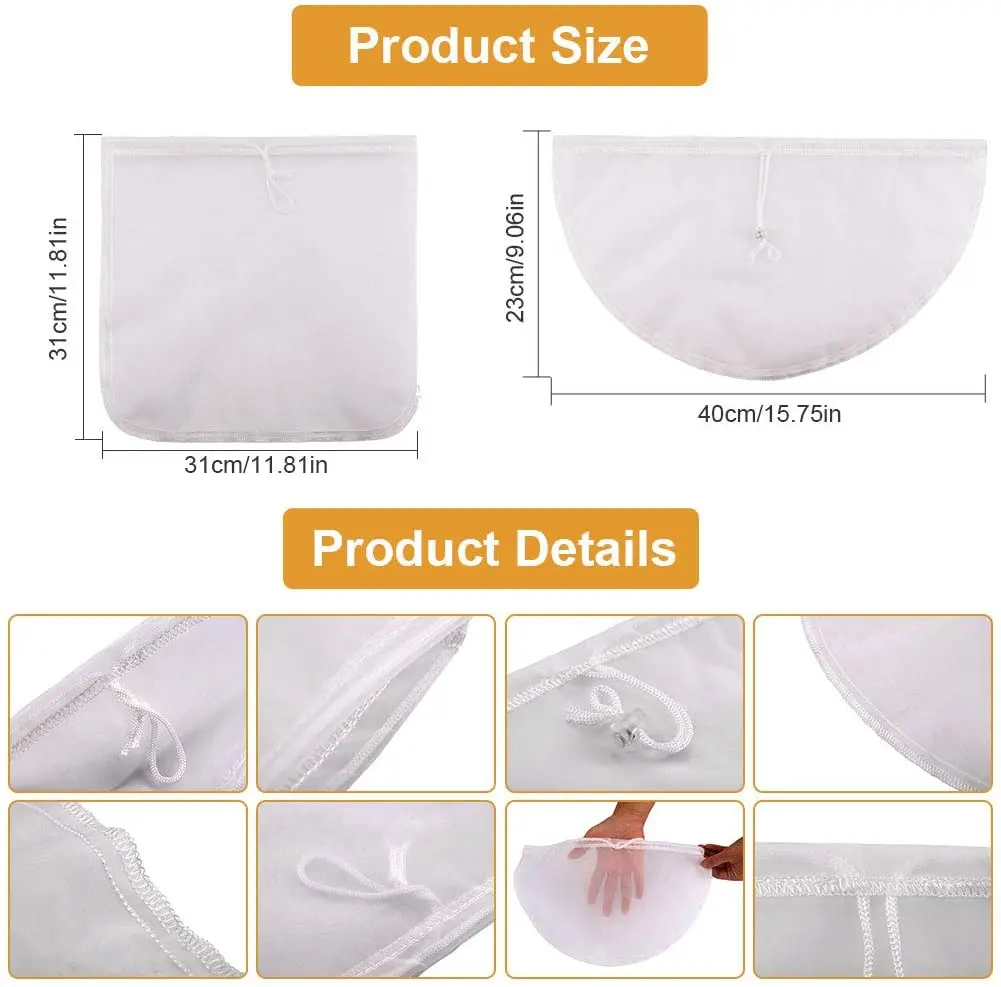 نايلون شبكة مرشح عصير الحليب حقيبة شبكة كيس فلتر حليب الجوز مع الرباط 3