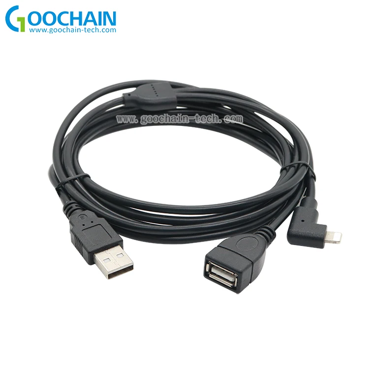 Y Splitter Usb 2 0 A Male To Female Extension Cable With 90 Degree Right Angle 8p Usb Connector For Pad Charging Buy Usb To 8p Connector Cable Usb Extension Cable Y Splitter 8p