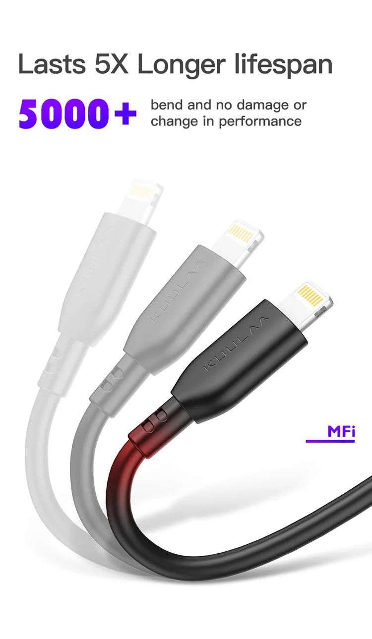 KUULAA Special Sale Mfi Certification 2.4A Sync Fast Charging USB 0.5 1 2M Fast Charger Data Cable for iPhone for Sale