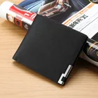 Moda estilo Coreano carteira cruz textura PU grampo do dinheiro curto bolsa carteira dos homens de neg&oacute;cios