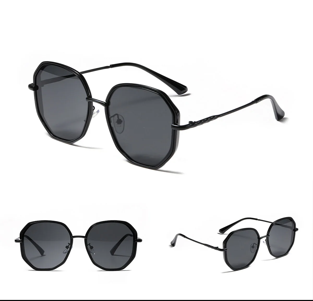 Vintage Oversized Flat Square Sunglasses For Women New Fashion Black