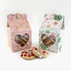 Exquisite cardboard gift box with bow chequer pattern paper box for cookie with clear window