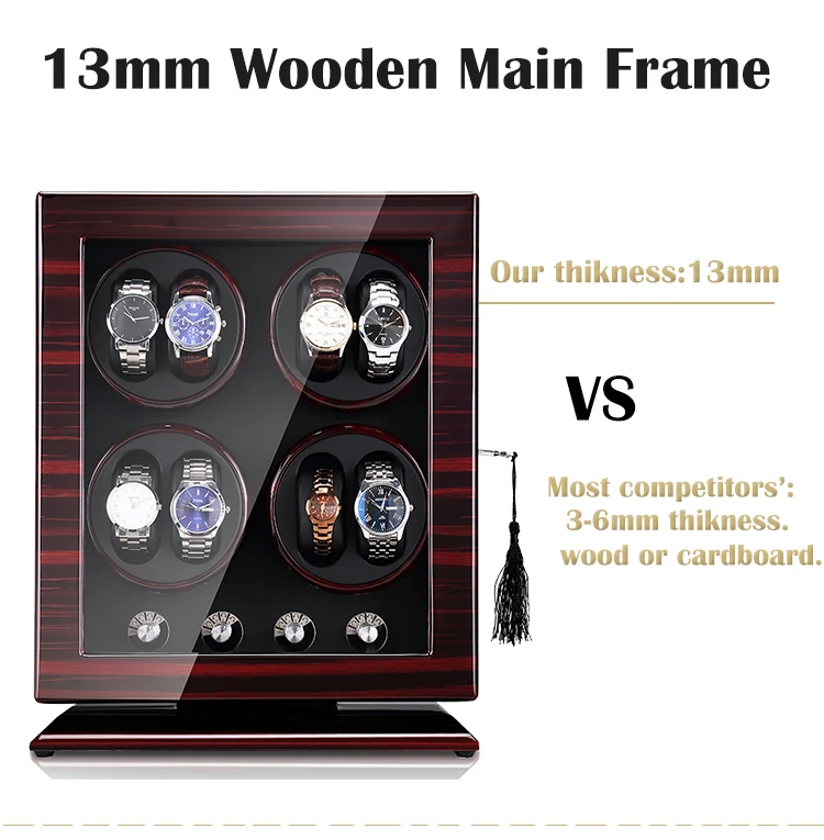 Watch Display Stand With Lock 8 Watches Winding System Wooden Big Watch