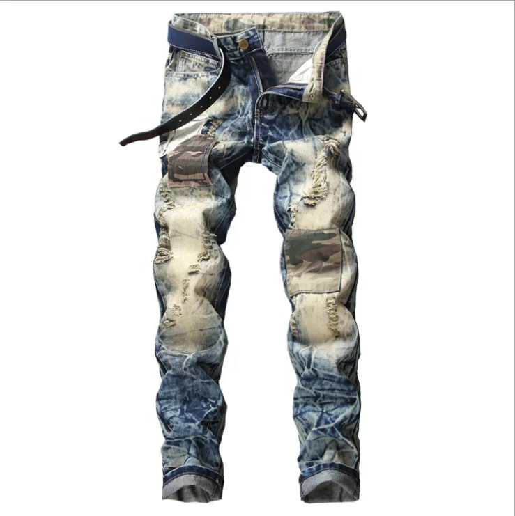 Fashion Crazy Patch Embroidery Punk Style Streetwear Clothes Ripped Hole Trousers Jeans - Buy Denim Jeans Men,Men Fashion Jeans ,Men Pants Jeans Product on Alibaba.com