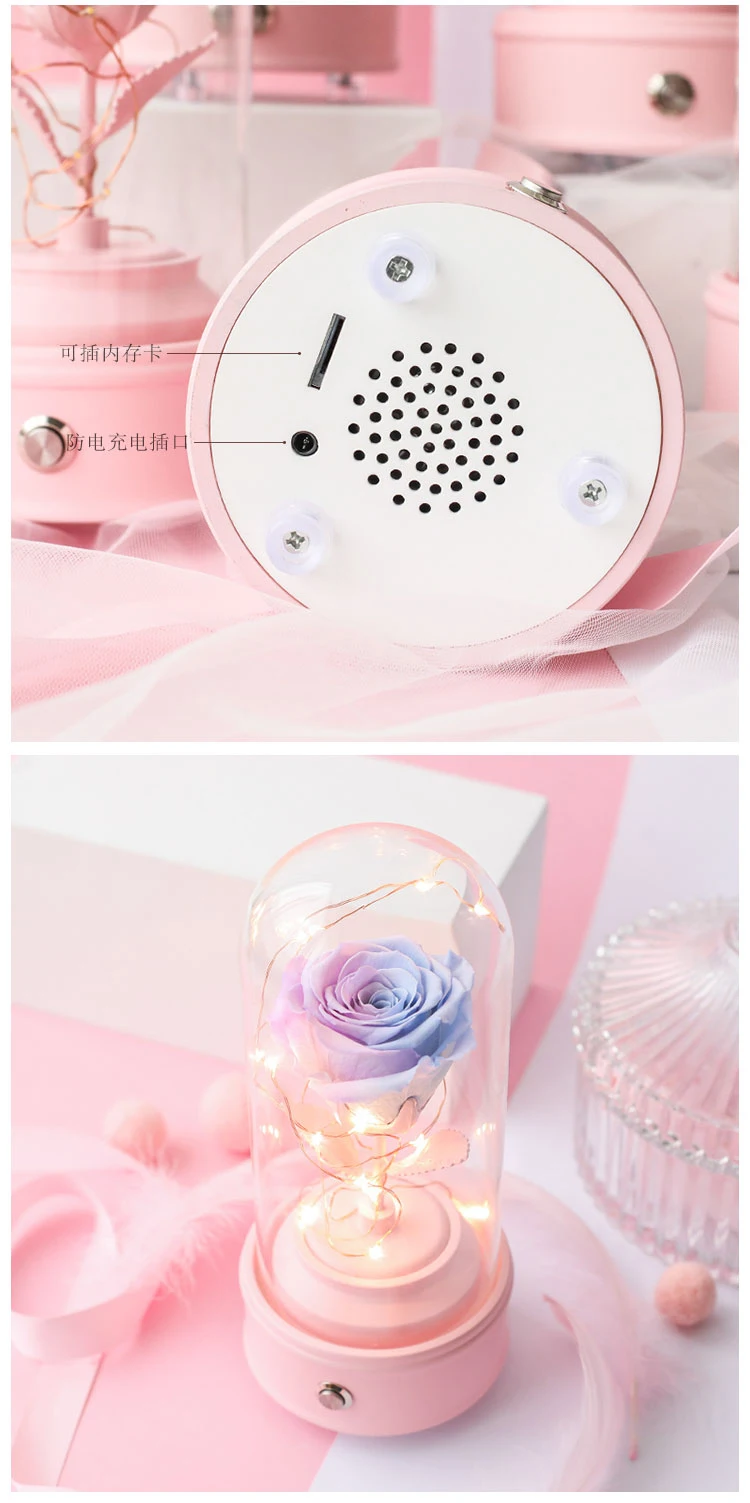 Preserved Flower Rose Real Flower Music Box Wholesale Christmas Music