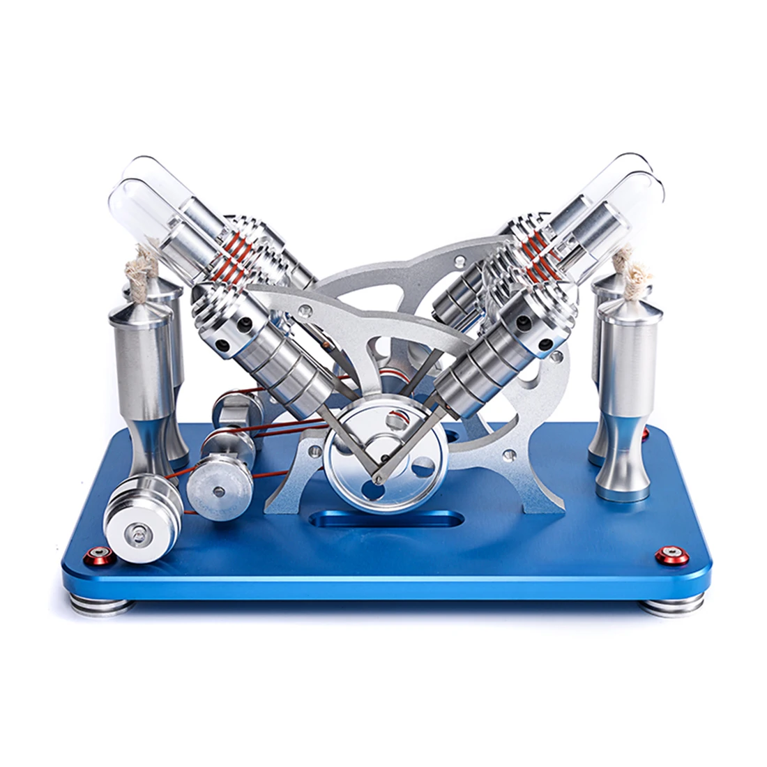 金属可引导 v4 4 缸平行斯特林发动机模型微型外部燃烧发动机模型