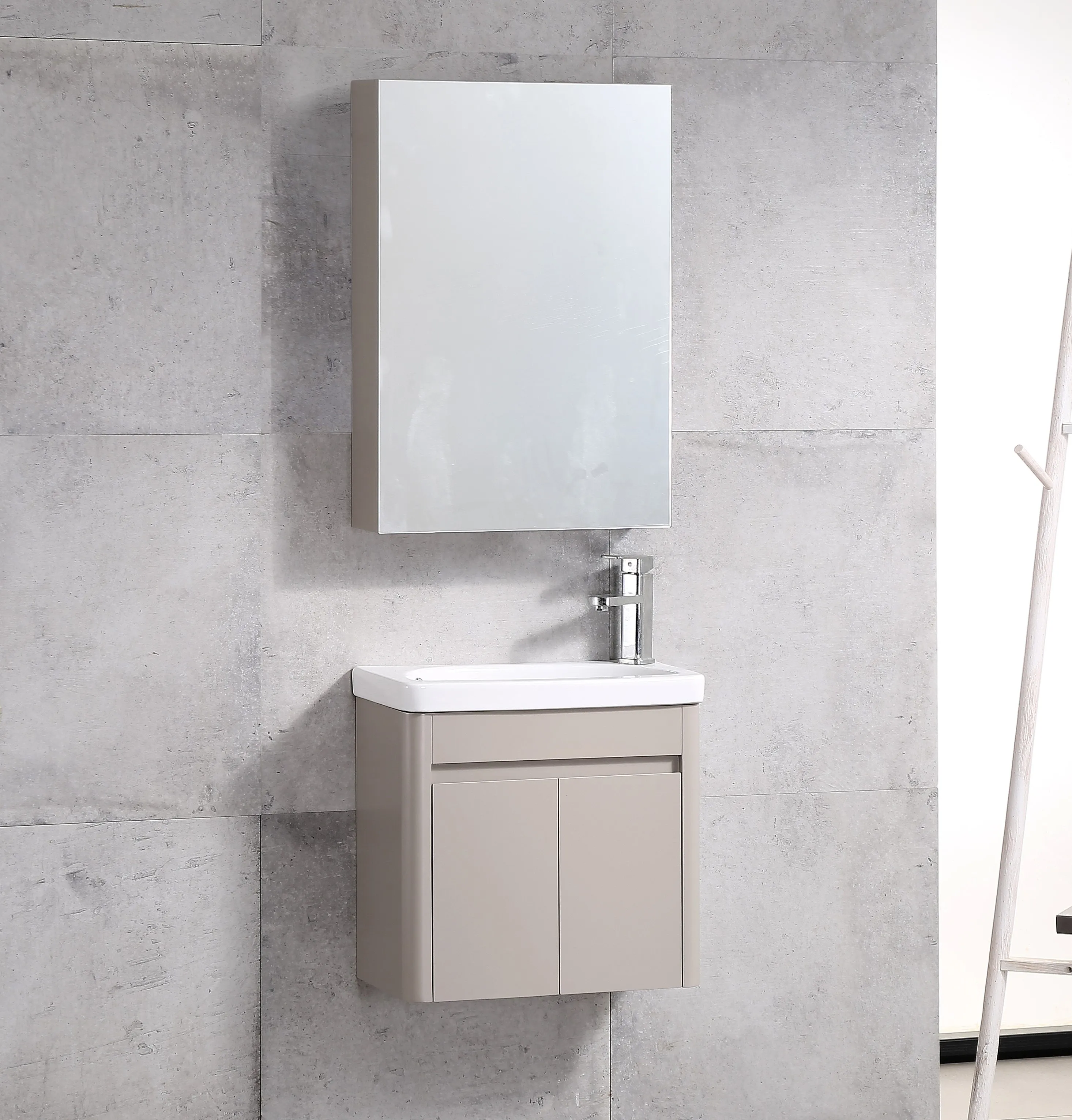 High quality  painting modern pvc white square shape mirror cabinet bathroom sale