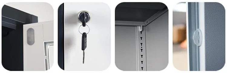 Armario Con Puerta De Vidrio Deslizante De Acero Negro,Almacenamiento