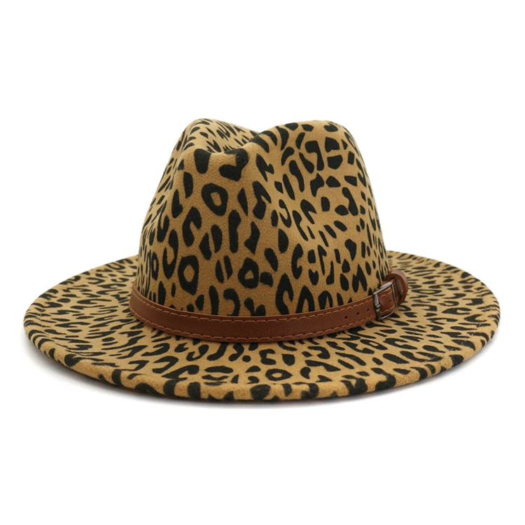 M195-stylish Leopard Winter Ny Hats Women Fedora Hat Stylish Wide Brim ...