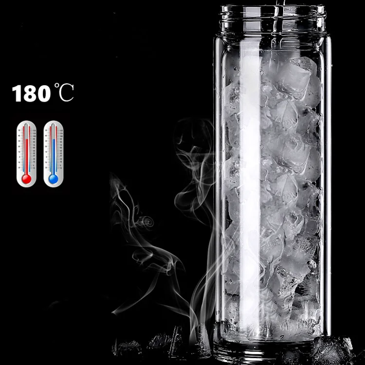 20oz fruit glass water filter cup tea infuser travel water bottle with stainless steel infuser and strainer