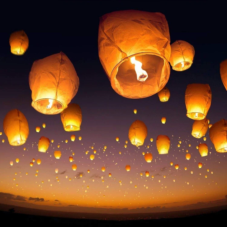 flying paper lanterns