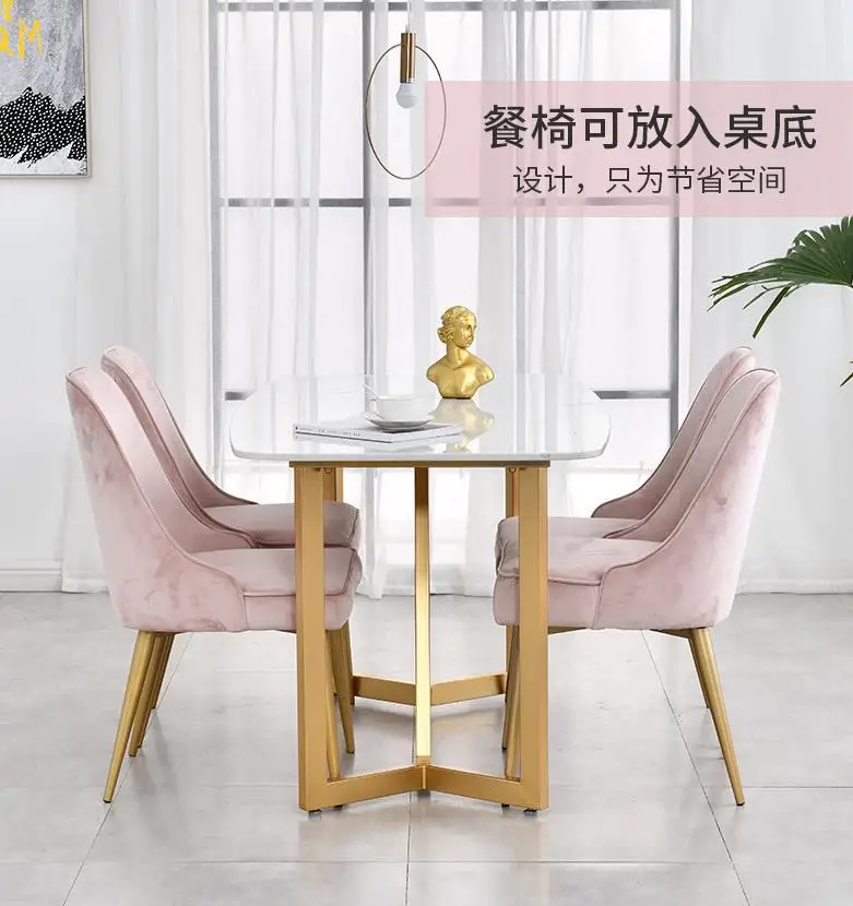 Nordic Modern Simple light luxury Dinning Table Dining Room Hotel Furniture Rectangular Marble Slate Tabletop Dining Table