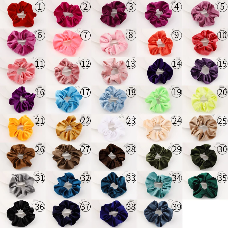 

Women velvet hair crunchies for hair decoration,100 Pieces, 40 colors available