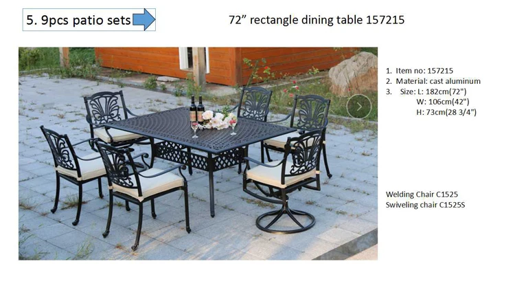 7 Piece Cast Aluminum Outdoor Patio Dining Set - Buy Patio Dining Set