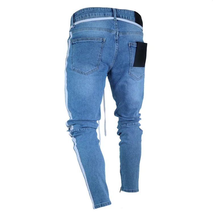 mens blue ripped stretch skinny jeans