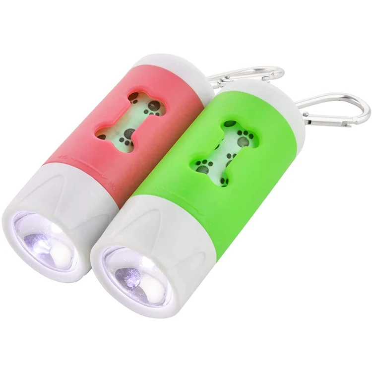 Whole Sale Led Flashlight Dog Waste Bag Dispenser Holder With Pet Waste