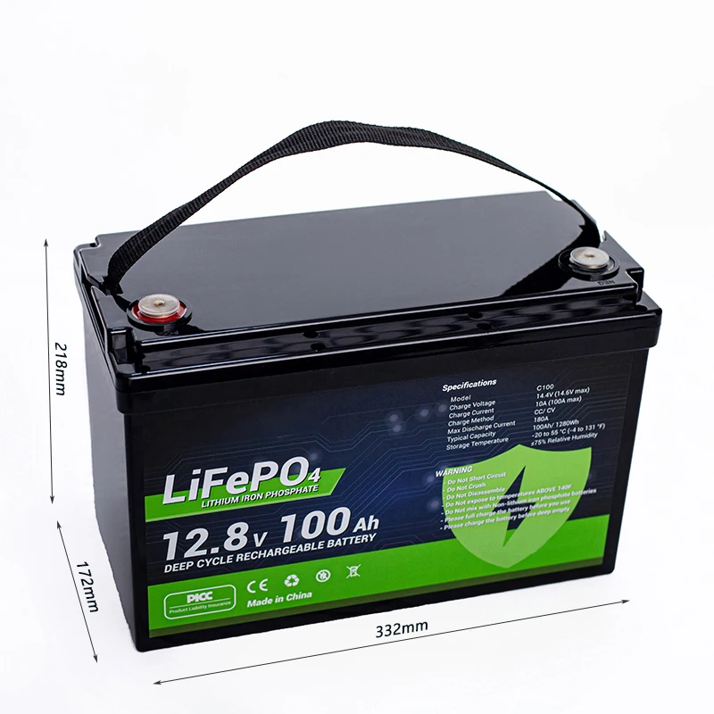 100Ah LiFePO4 deep cycle battery with BMS and mounting brackets