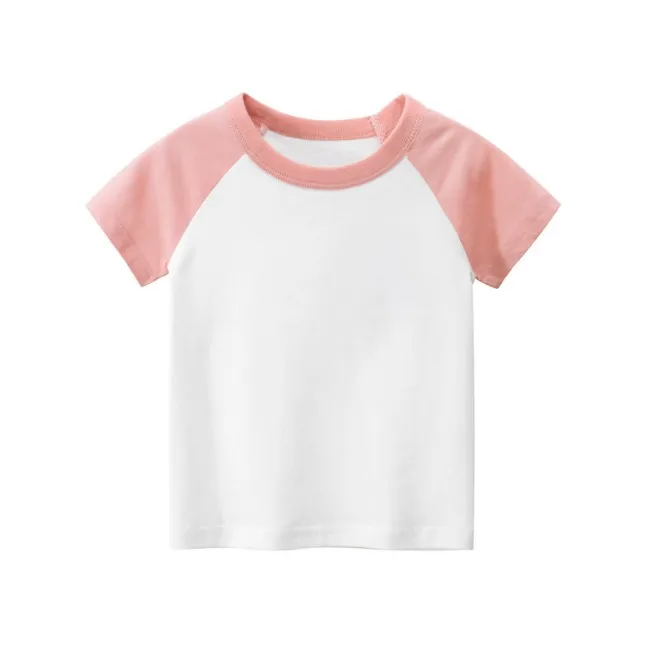 

Personalized kids 100%combed cotton jersey raglan sleeve color contrast custom girls' boutique t-shirt, Grey, pink, yellow, red, navy or customized as required