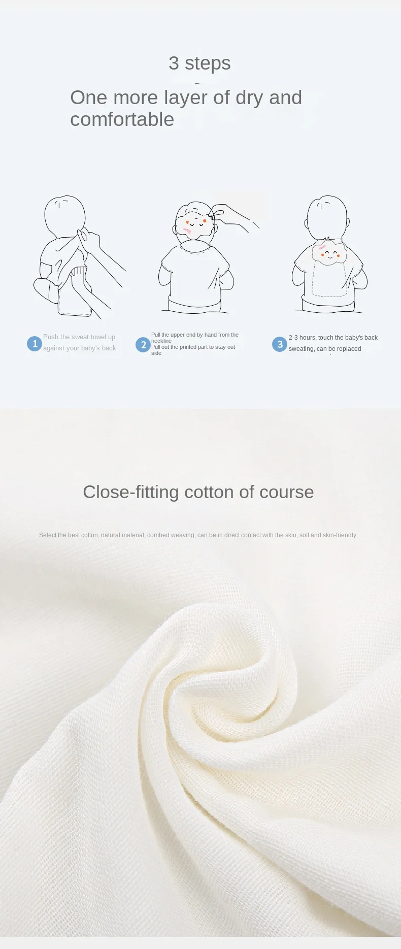 Small Size Baby Cotton Sweat-Absorbent Towel Kindergarten Gauze Isolating Pad for Boys and Girls for Children