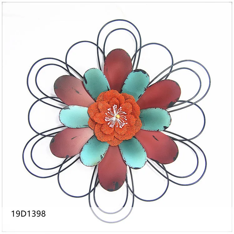 Wholesale Wall Mounted Metal Flower Wrought Iron Art Wall Hanging Home