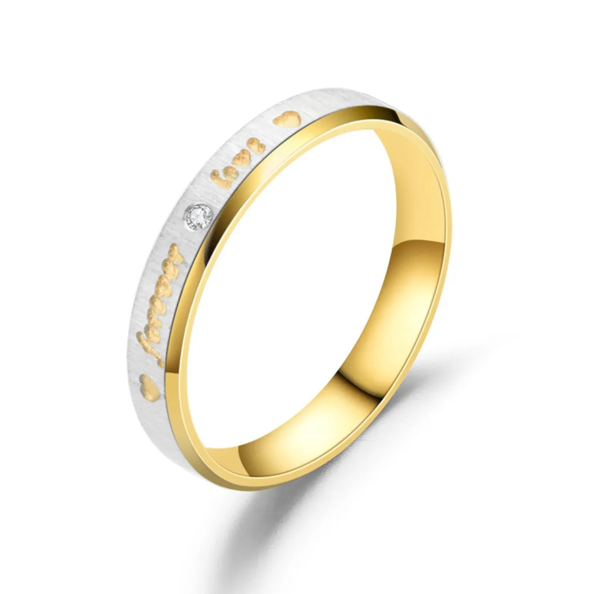 Un anillo de pareja anillo de bodas de acero inoxidable Rosegold _ Silver lah255-grabado gratis 