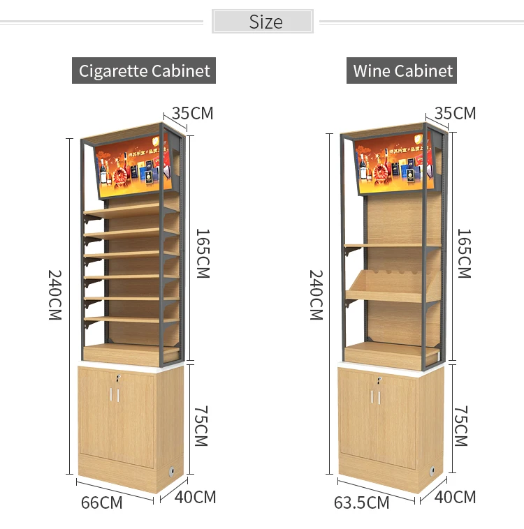 Customize Wooden Adjustable Slat Wall Display Rack Cigarette Display