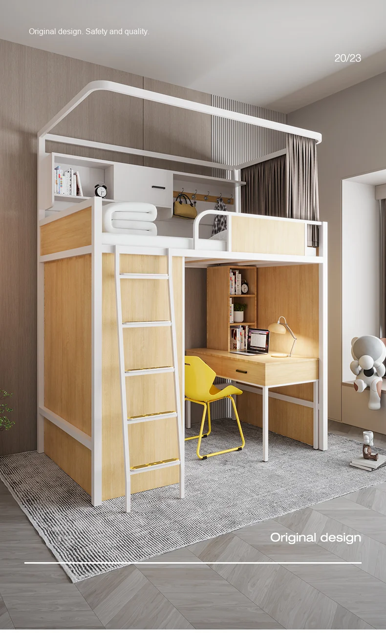 product modern iron loft bed adults iron frame metal bunk bed for students-3