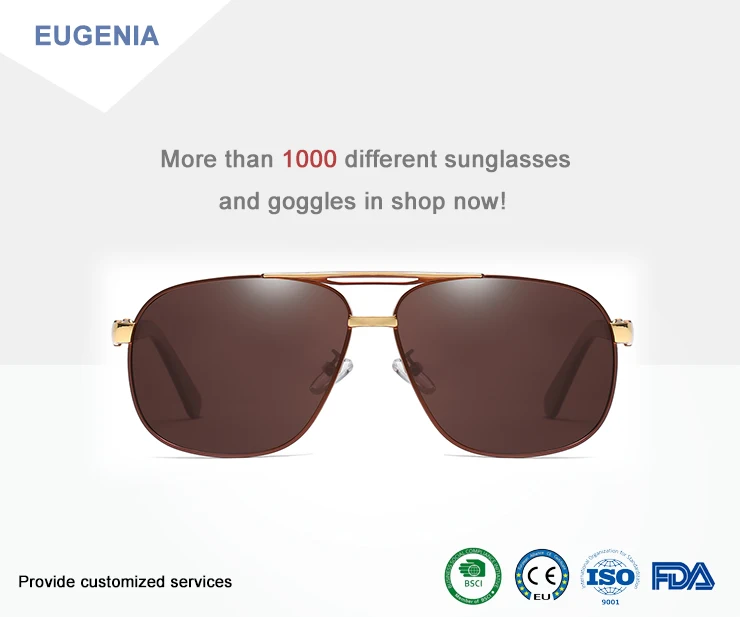 EUGENIA Fashion polarizes metal frame sun glasses Retro Round Pilot Driving Eyewear
