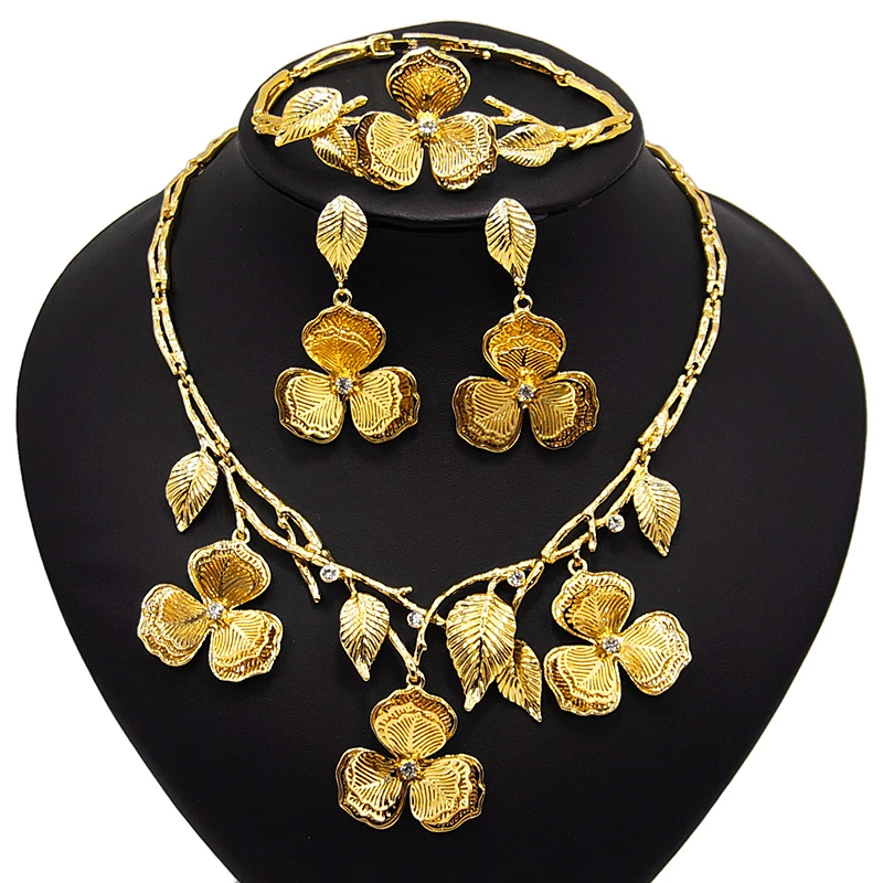 24k Gold Plated Expensive Jewelry Set Brazil Gold Big Jewelry Set