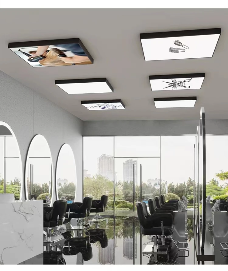 product led office square chandelier for meeting rooms gyms shopping malls ceiling lamp with modeling light-23