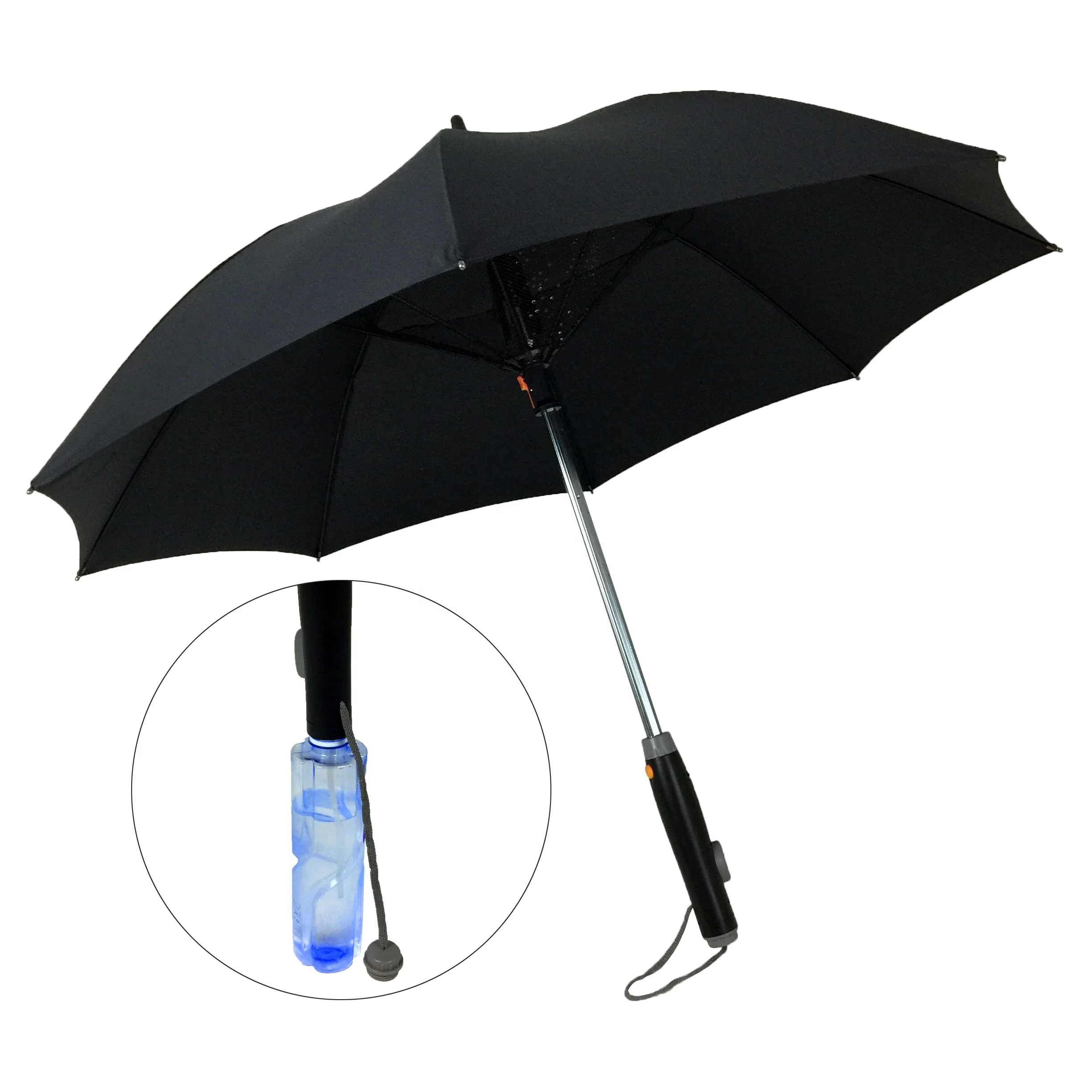 Straight Shank Umbrella With Fan And Water Rain Supporters Gear