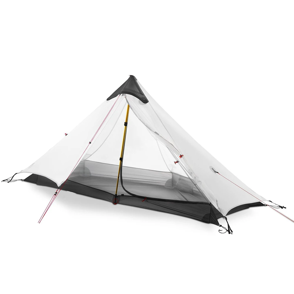 1 Person Yellow Ultra Light Tents Double Layer Camping Pole Support