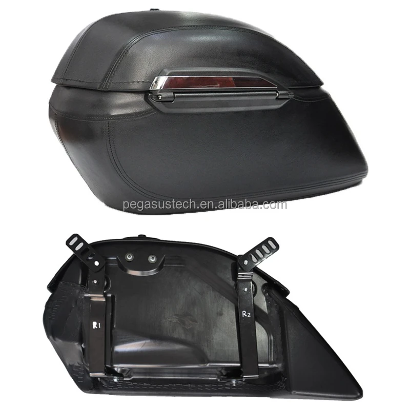 Universal Motorcycle Leather Hard Saddlebags For Kawasaki Vulcan S Vn