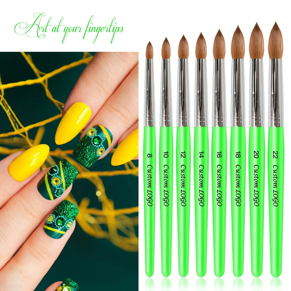 Shiny Beautiful Green 100 Pure Acrylic Kolinsky 3d Nail Art Brush