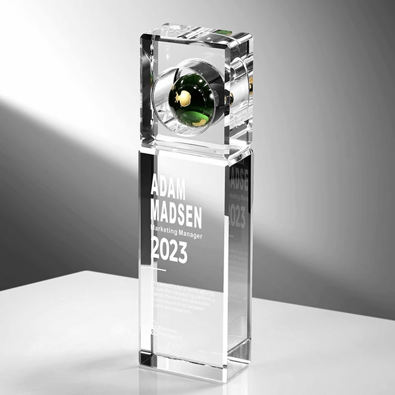 product custom made k9 crystal globe trophy creative award and company gift model  wdy 0416-7