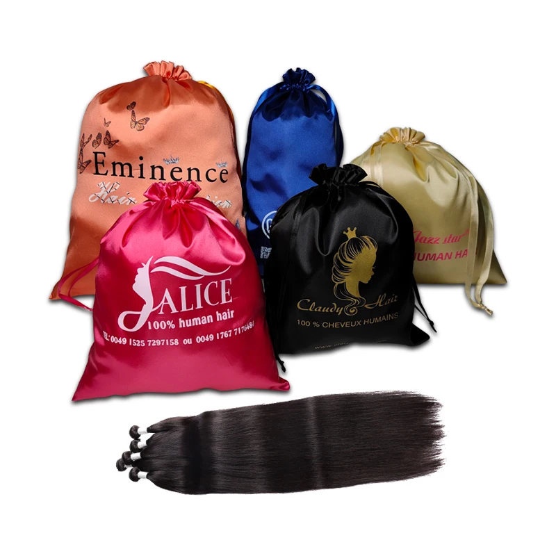 Oem Satin Silk Drawstring Bag Luxury Wig Bags Hair Packaging Satin Hair
