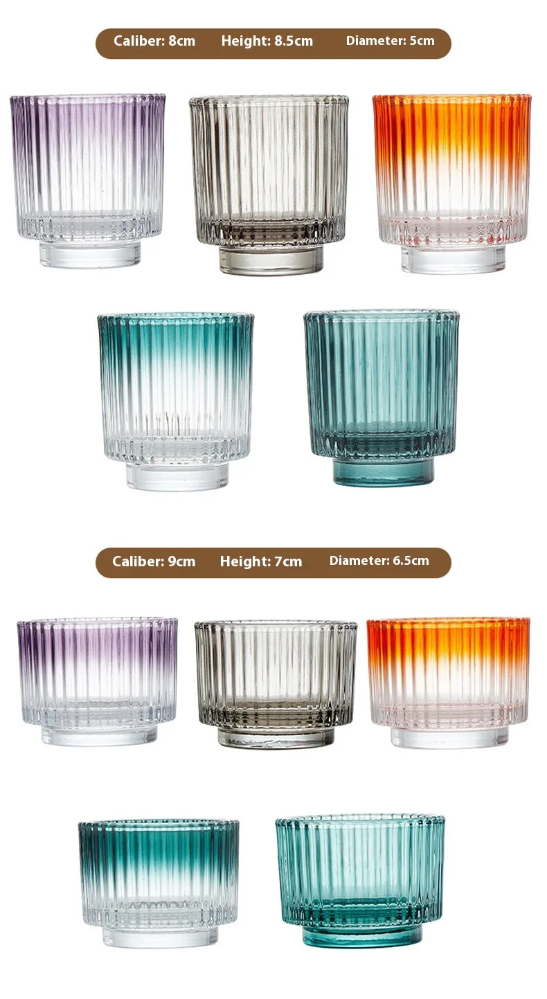 product cylindrical colored glass candle jar luxurious striped empty candle jars-9