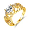 Fashion lady new crown heart-shaped mom four-claw ring mother plot gift party wedding jewelry accessories