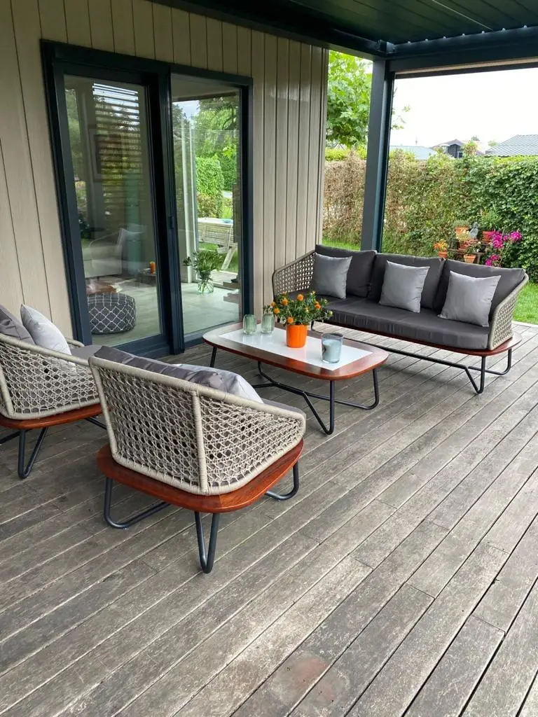 Leisure ways bistro french style waterproof white resort garden sofa outdoor furniture